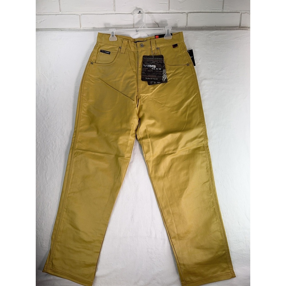 FUBU Jeans Mens 32 Yellow Straight Leg Unwash Denim Pants New Tags Y2K Style